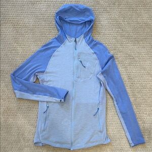 Odlo Small - Lightweight Wool Hooded Full Zip Jacket Light Blue/Lavender